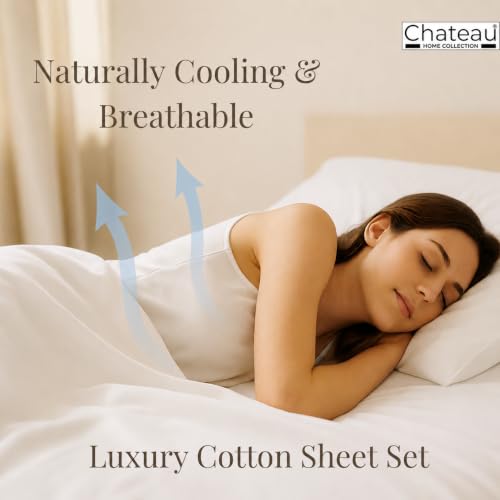 Queen Size Egyptian Cotton Sheets Set 400TC White - CHATEAU HOME COLLECTION