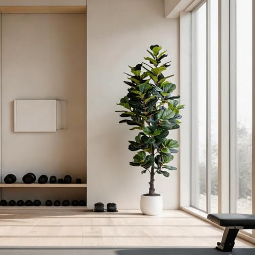 6FT Artificial Fiddle Leaf Fig Tree with Realistic Leaves and Modern Planter