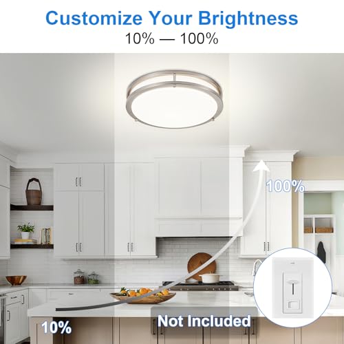 2Pack 13-Inch Flush Mount LED Ceiling Light Dimmable 5CCT Nickel Finish