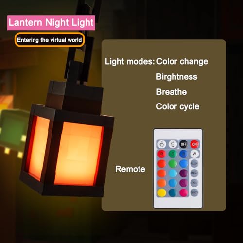 Pixelated Lantern Night Light for Kids, Glow LED 16 Colors Change