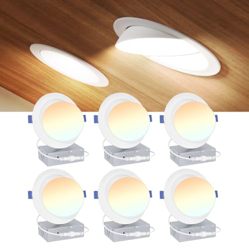 Ensenior 6 Inch Gimbal LED Recessed Light 5CCT Dimmable 12W 1200LM 6 Pack