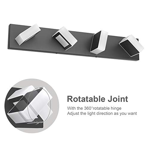 Ralbay LED Bathroom Vanity Light - Black 4 Lights Acrylic Fixture, 26 Inch White Light