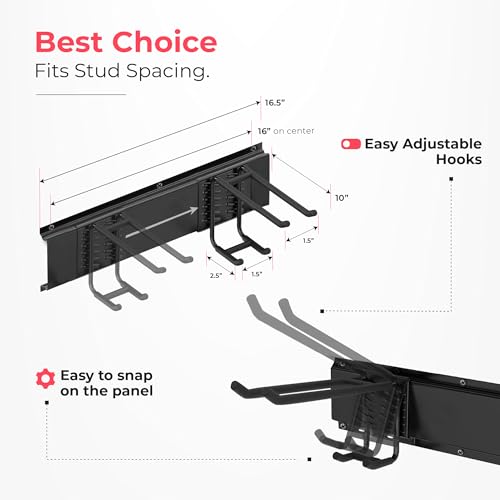 TIDYME 64-Inch Garage Wall Organizer with Double Hooks, Heavy Duty Tool Storage