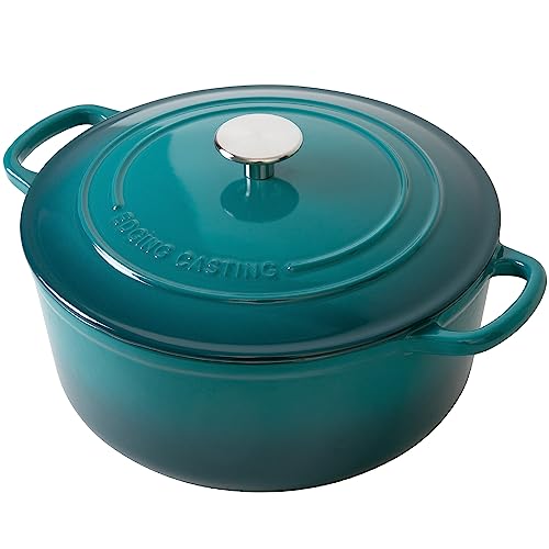 Darkcyan 5.5 Quart Enamel Cast Iron Dutch Oven with Lid & Dual Handles