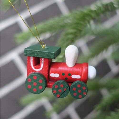 NUOBESTY 6PCS Mini Wooden Train Ornaments Christmas Hanging Ornaments Tree Decoration Kids Toys Gift
