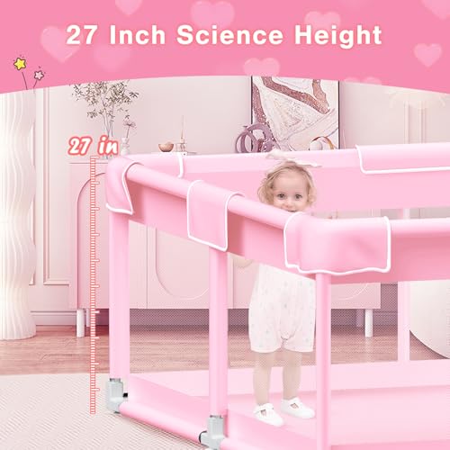 Pink Baby Playpen 50x50 Inch Play Yard for Toddlers Indoor & Outdoor Safety