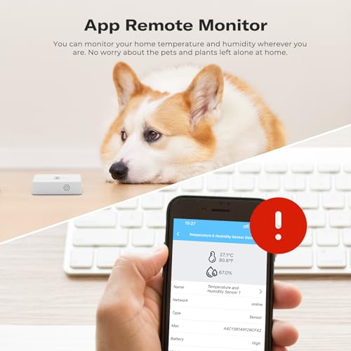 3-Pack Zigbee Temperature and Humidity Sensors for Smart Home - Compatible with Echo, Home Assistant, SmartThings, Homey