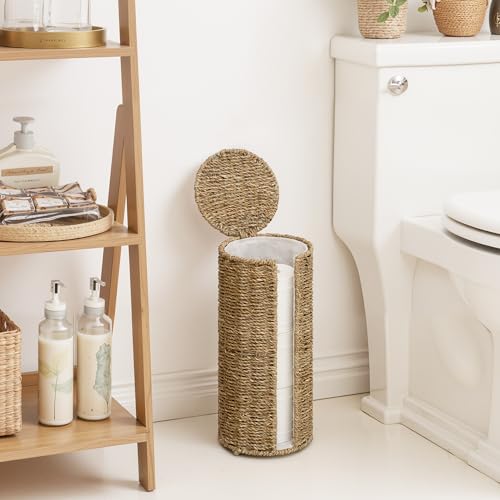 StorageWorks Seagrass Free Standing Toilet Paper Holder Stand for