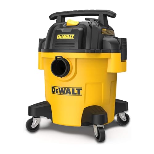 Wet Dry Vacuum Cleaner - 5 Gallon, 4 Peak HP, Yellow, with Attachments & 1-7/8" Hose - Portable Shop Vac