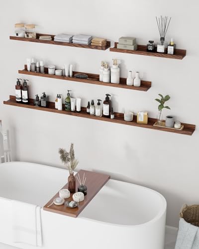 Axeman Oak Picture Ledge Shelf, 48 Inch Floating Shelves Set of 2,