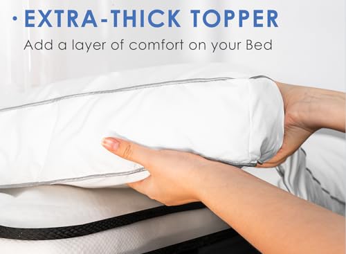 King Cooling Plush Mattress Topper - Classic Square White, Extra Thick