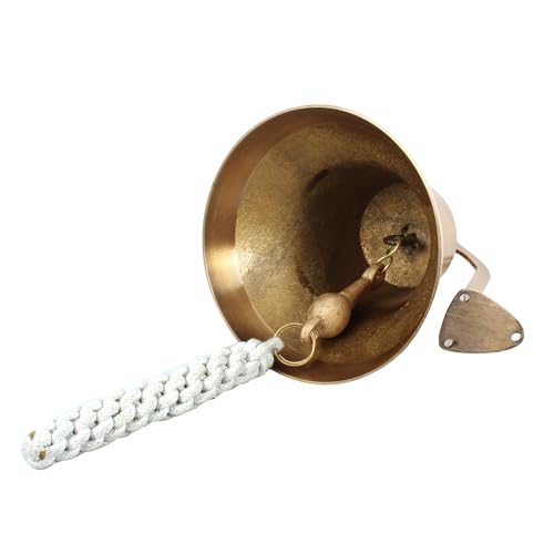Antique Brass 6-Inch Wall Mounted Nautical Bell - Vintage Hanging Ship Bell - Antique Finish