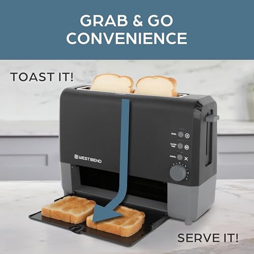 Black West Bend QuikServe 2-Slice Wide-Slot Toaster with Bagel & Gluten-Free Settings