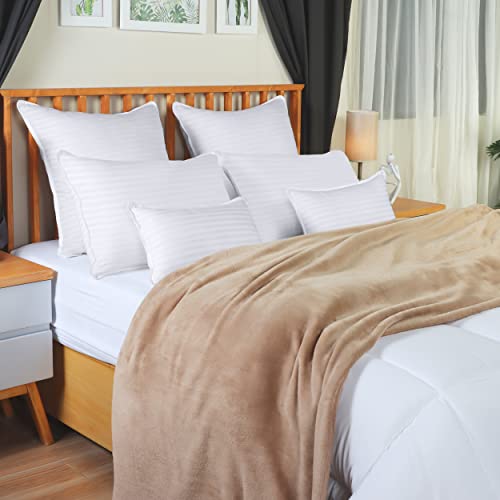 White Standard Bed Pillows Set of 2 - Plush Support & Breathable Cover