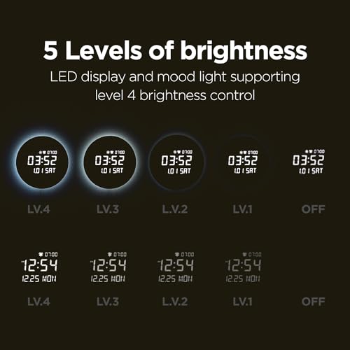 mooas Full Moon LED Wooden Digital Wall Clock with Remote & Sunrise Alarm