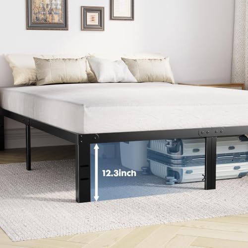 Queen Bed Frame 14 Inch Metal Slat Platform Bed Support up to 700 lbs Black