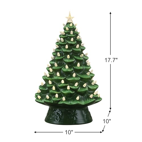 Mr. Christmas 18 Inch Nostalgic Ceramic Christmas Tree with White Lights and Star