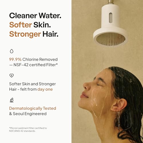 SecondShower Filtered Shower Head for Hard Water - Matte White with Pure Silver Variation