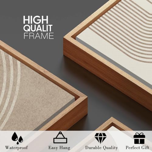 BINCUE Beige Neutral Geometric Canvas Wall Art Set of 3 16x24 Inches Mid-Century Modern Decor