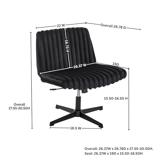Black Adjustable Swivel Criss Cross Office & Vanity Chair - Wide Seat