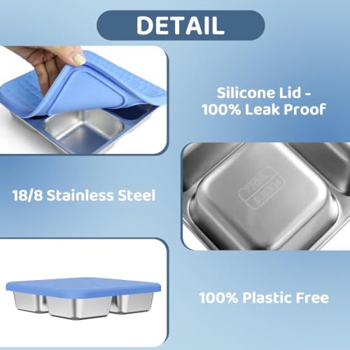 4 Pack Stainless Steel Snack Containers with Silicone Lids - Colorful Set (Blue, Pink, Green, Orange)
