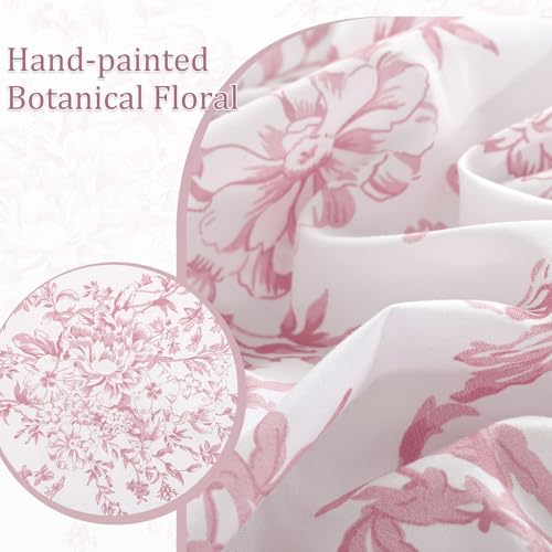 Pink Floral Queen Size Comforter Set - 8 Pieces Bed in a Bag, Microfiber Bedding
