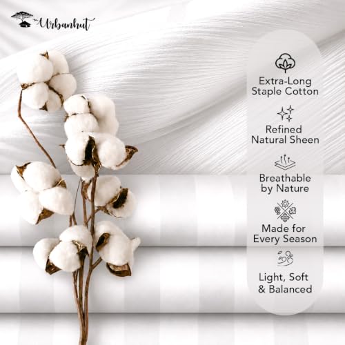 Luxury King Size Cotton Bed Sheets - White, 600 Thread Count Damask, Deep Pockets