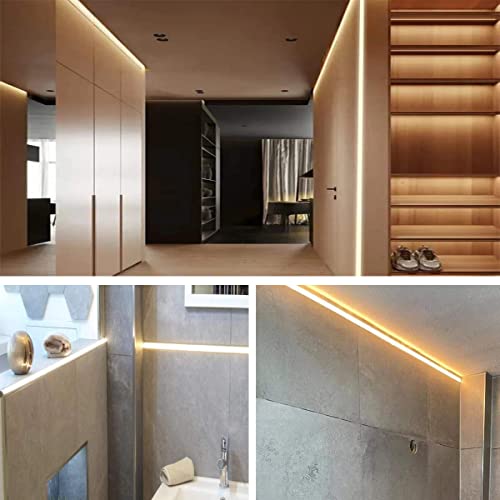 6-Pack 3.3ft LED Channel for Drywall and Tile Edges - Includes Milky Diffuser
