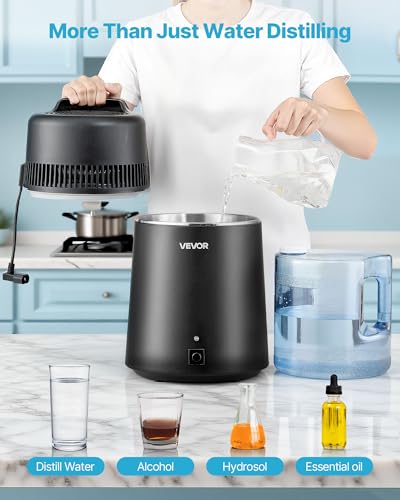 VEVOR Black 6L Water Distiller for Home Use, 900W Stainless Steel & BPA-Free Container