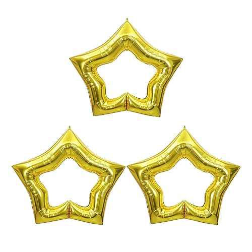 Large 40Inch Star Foil Balloon Hollow Out Star Shape Mylar Balloons for Anniversary Wedding Birthday Christmas Party Decoration 3Pack Gold