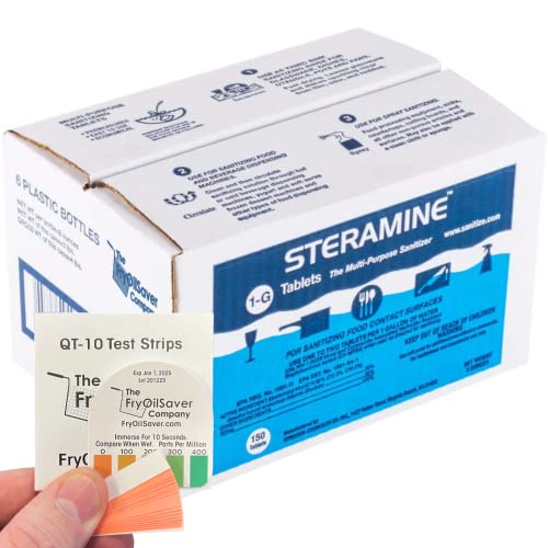 Steramine Sanitizing Tablets Pack of 6 with 30 Test Strips - Food Contact Sanitizer