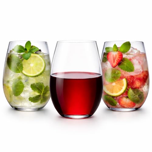 Oojami 10 oz Disposable Stemless Plastic Wine Glasses - Clear, Unbreakable, 48 Pack