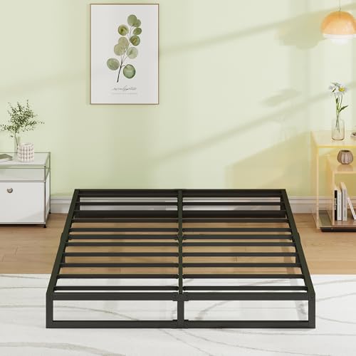 EMODA Queen Bed Frame Black 7 Inch No Box Spring Needed Easy Assembly