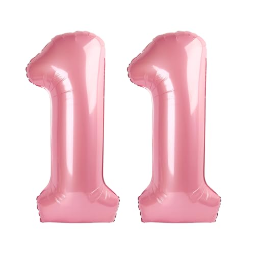 Pearlescent Pink Number 11 Balloons 40 inch, 11 Number Balloons, 11th Birthday Decorations for Girls 11 Year Old Pastel Pink Party Supplies