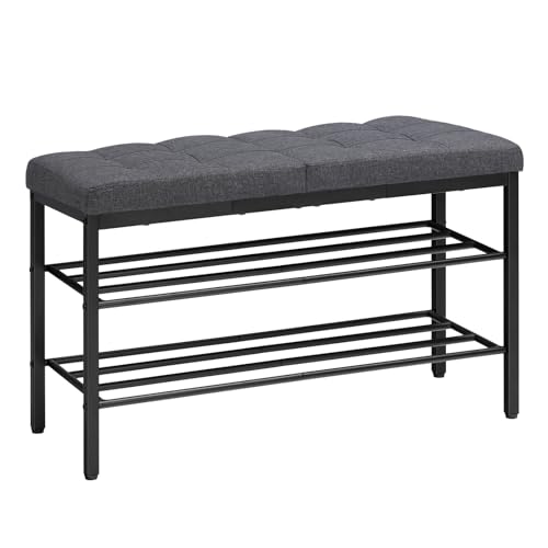 Entryway Shoe Bench with Cushion and Storage Shelf - Fits 6-8 Pairs