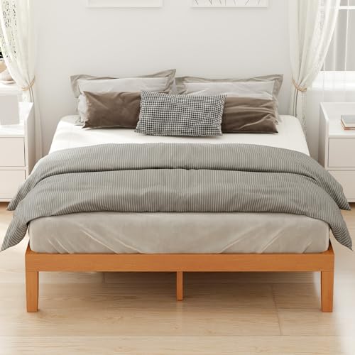 Full Size Bed Frame - 12 Inch Height Wooden Platform Bed with Solid Slats - Squeak-Free & Modern Design - Includes Assembly Kit