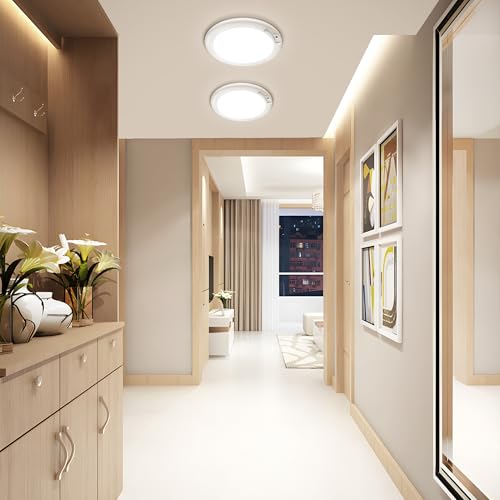 SunRider 2-Pack Rechargeable Motion Sensor LED Ceiling Lights with Remote – Wireless Magnetic Installation