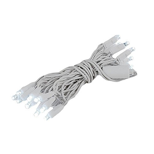 White Wire 10 LED Christmas Mini Light Set - Pure White, 5 Feet, Indoor & Outdoor