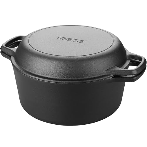 Pre-Seasoned Cast Iron Dutch Oven with Lid and Baking Set - 5QT