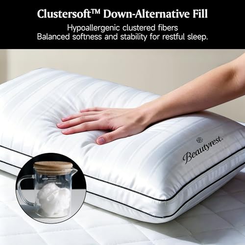 White Queen Size Luxury Hotel Collection Pillows Set of 2 - Soft Medium Support