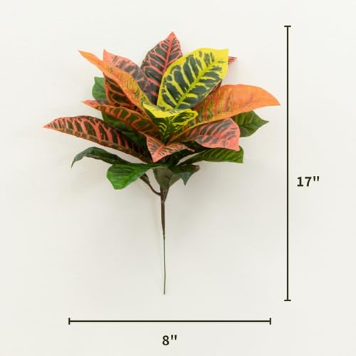 Artificial Croton Plants Set of 6 - Real Touch Faux Indoor Garden Decor
