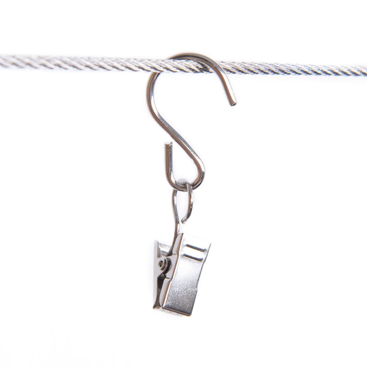 RONYOUNG 50PCS Stainless Steel S Hooks Curtain Clips, Hanging Party Lights Clips, Hangers Gutter Photo Camping Tents, Art Craft Display, Garden Courtyards Decoration, 2.4 Inch Long Silver