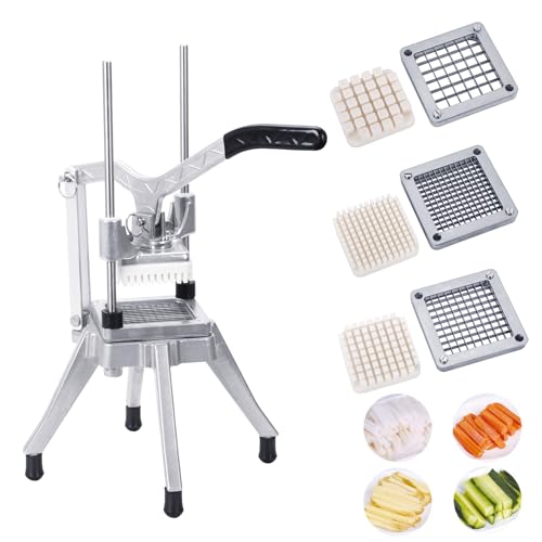 RISMANOR Commercial Vegetable & Fruit Chopper with 4 Blade Sizes, Stainless Steel Kitchen Slicer for Tomato Potato Onion