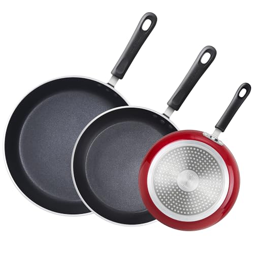 Marble Red Cook N Home 8/9.5/11-Inch 3-Piece Nonstick Frying Pan Set, Induction Compatible