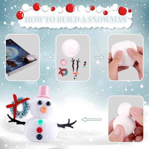 Craft Advent Calendar 2025, Christmas Countdown Calendar Build A Snowman Kit, 24 Days Of Surprises With Diy Modeling Clay Crafts Kit Gifts Toys For Kids Toddlers