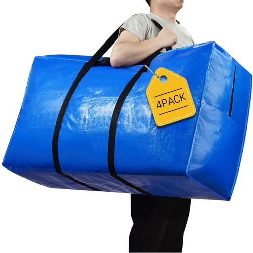 Blue 4 Pack Extra Large 57 Gallon Heavy Duty Moving Storage Bags - 42x23x13.5 Inches