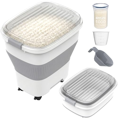 HOYTAMDAR 50Lbs Collapsible Airtight Food Storage Container - Grey