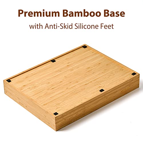 17-Inch Bamboo Drawer Organizer with 7 Slots - Extra Deep Utensil Tray for Flatware & Knives