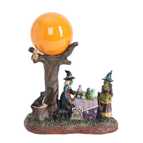Halloween Village Accessories Decor Halloween Witch Statue for Holiday Decorations Witch and Black Cat Dead Tree Figurine for Shelf Bookshelf Table Home Party