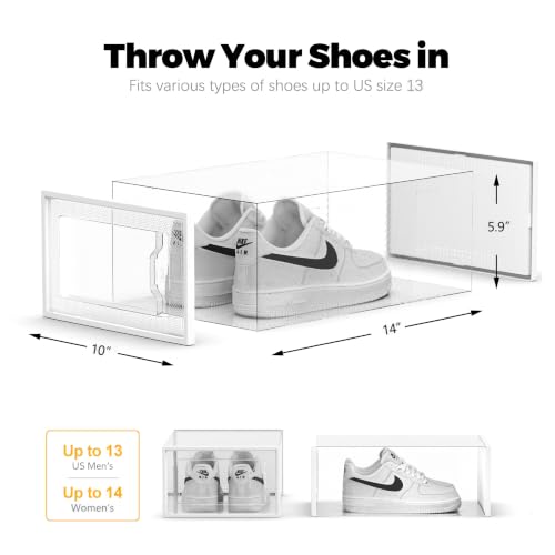 XX-Large Clear Stackable Shoe Storage Boxes 12 Pack - Fits Size 13